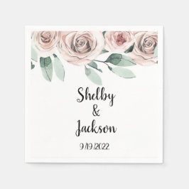 Rosa Aquarellblume Rose Gold Hochzeit Serviette