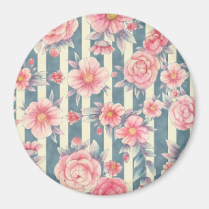Rosa Aquarellblumen auf Streifen Magnet