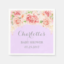 Rosa Aquarellblumen Lila Babyparty