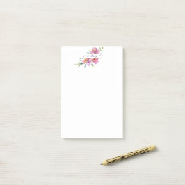 Rosa Aquarellblumen personalisiert Post-it Klebezettel