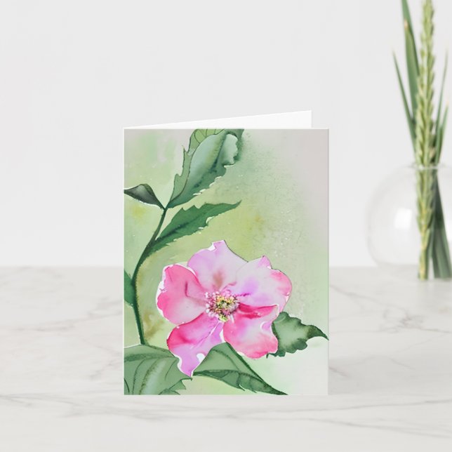 Rosa Aquarellblüte anpassbar Karte (Vorderseite)