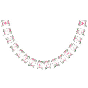 Rosa Aquarellblüte Blüten Hochzeit für immer Wimpelkette