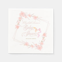 Rosa Aquarellblüte Elegante Babydusche