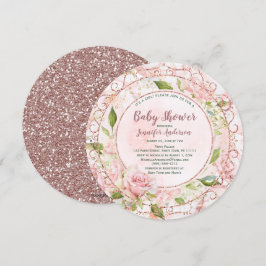 Rosa Aquarellblütendusche Rose Gold Kinderdusche Einladung