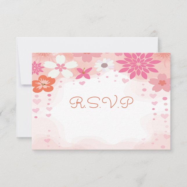 Rosa Aquarellblütendusche RSVP-Karte RSVP Karte (Vorderseite)