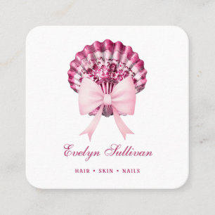 Rosa Aquarellbogen-Logo-Visitenkarte Quadratische Visitenkarte