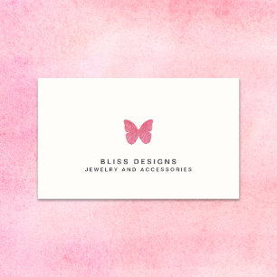 Rosa Aquarellbutterfly-Logo Einfach elegant Visitenkarte