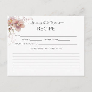 Rosa Aquarellenkarte Blumenrezeptkarte Begleitkarte