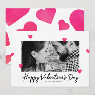 Rosa Aquarellenkarte Herzchen Valentinstag Fotokar