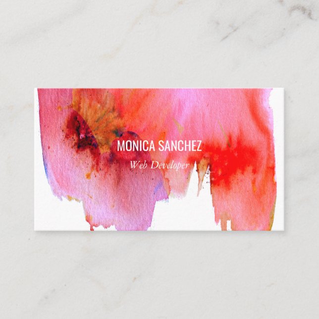 Rosa Aquarellfarbe abstrakte Visitenkartengestaltu Visitenkarte (Vorderseite)