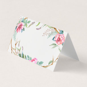 Rosa Aquarellfarbe Bohemisch Kraut Platzkarte