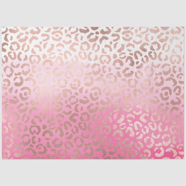Rosa Aquarellfarbe Ombre Leopardrucke Seidenpapier (Vorderseite)