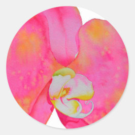 Rosa Aquarellfarbe Orchideenmalerei Runder Aufkleber