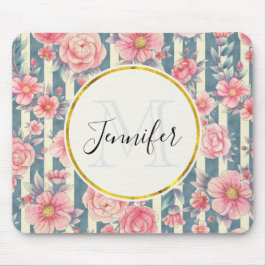 Rosa Aquarellfarben auf Streifen Mousepad