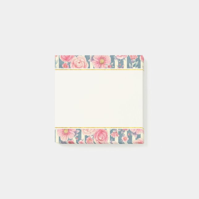 Rosa Aquarellfarben auf Streifen Post-it Klebezettel (Vorderseite)