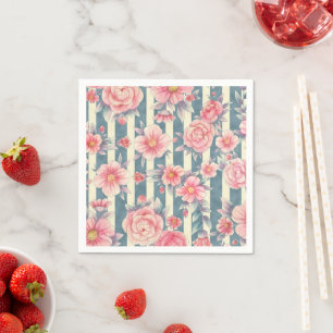 Rosa Aquarellfarben auf Streifen Serviette