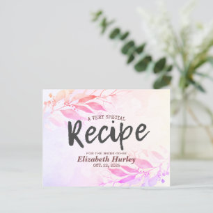 Rosa Aquarellfarben Blätter Blumenkohl Brautparty  Einladungspostkarte