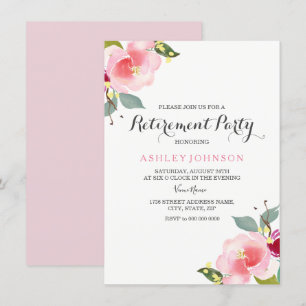 Rosa Aquarellfarben Blume Altersvorsorge Party ein Einladung