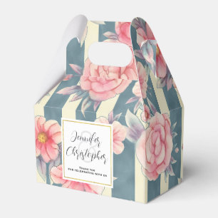 Rosa Aquarellfarben Blume auf Streifen Hochzeit Geschenkschachtel