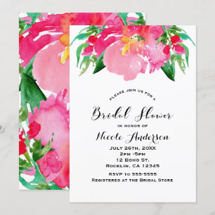Rosa Aquarellfarben Blume Blumengebirge Sommer Bra Einladung