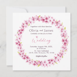 Rosa Aquarellfarben Blume Einladung zur Hochzeitsf