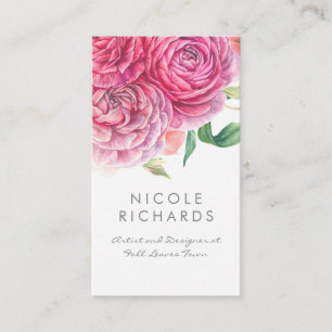 Rosa Aquarellfarben Blume Elegant Botanisch und el Visitenkarte