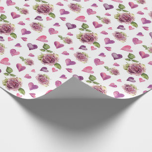 Rosa Aquarellfarben Blume Herz Geschenkpapier