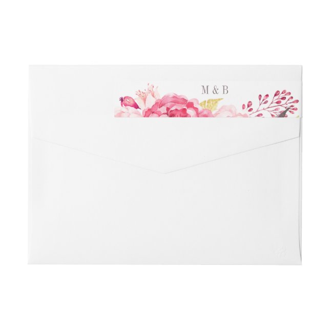 Rosa Aquarellfarben-Blume Hochzeitadresse (Rückseite)