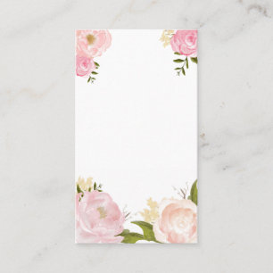 Rosa Aquarellfarben Blume Leere Vertikalkarte Visitenkarte