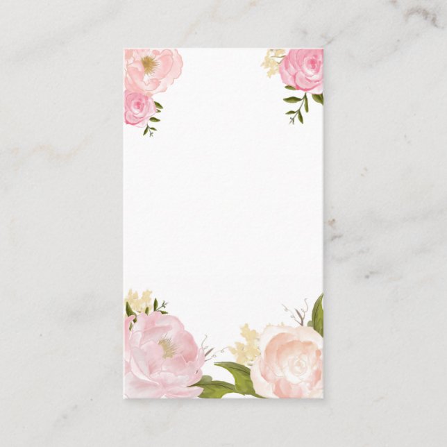 Rosa Aquarellfarben Blume Leere Vertikalkarte Visitenkarte (Vorderseite)