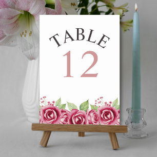 Rosa Aquarellfarben Blume Rose Blumenzwiebeln Tischnummer