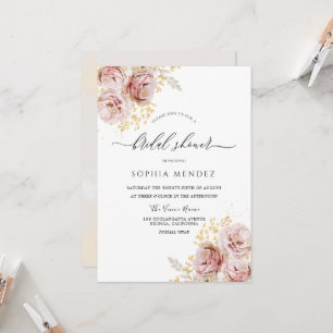 Rosa Aquarellfarben Blume Schönes Brautparty Einladung