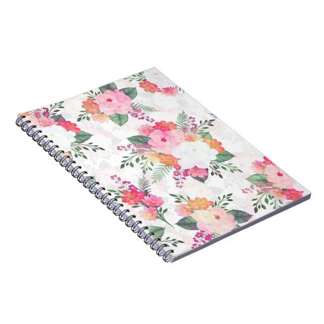Rosa Aquarellfarben Blume Weißes Design Notizblock (Rechte Seite)