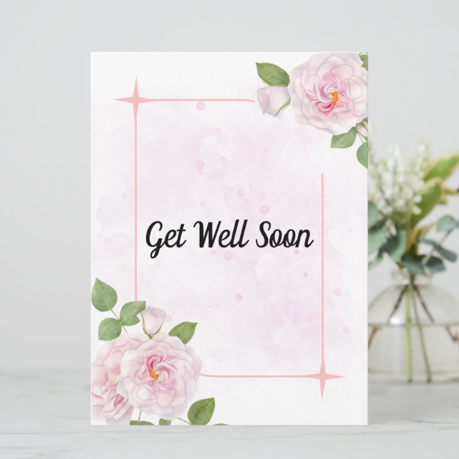 Rosa Aquarellfarben-Blume werden bald gut Karte (Stehend Vorderseite)