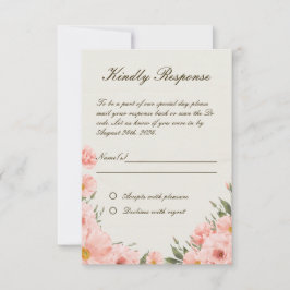 Rosa Aquarellfarben-Blume zum Hochzeitsehen der RS RSVP Karte