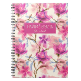 Rosa Aquarellfarben Blumenmuster Notebook Notizblock