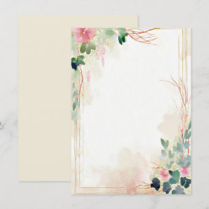 Rosa Aquarellfarben Blütenrahmen Blauer Hochzeitsk Einladung