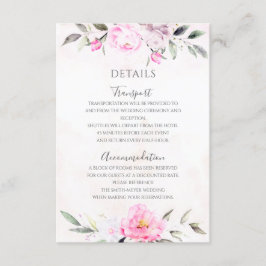 Rosa Aquarellfarben Elegantes Hochzeitsstil Begleitkarte