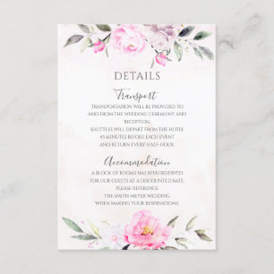 Rosa Aquarellfarben Elegantes Hochzeitsstil Begleitkarte