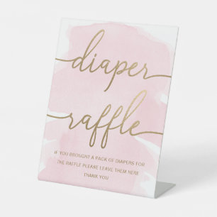 Rosa Aquarellfarben Gold-Windeln Sockelschild