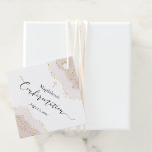 Rosa Aquarellfarben Imitate Gold Glitzer Bestätigu Geschenkanhänger