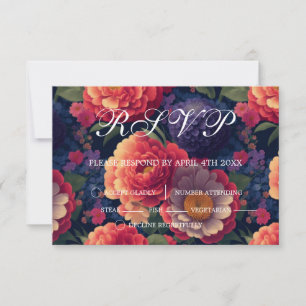 Rosa Aquarellfarben mit elegantem orangefarbenem R RSVP Karte