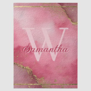 Rosa Aquarellfarben mit Gold Glitzer Seidenpapier