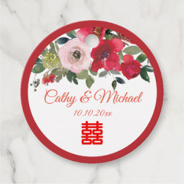 Rosa Aquarellfarben Moderne Chinesische Hochzeit Geschenkanhänger