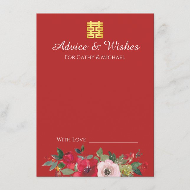 Rosa Aquarellfarben Moderne chinesische Hochzeit Hinweiskarte (Vorderseite)