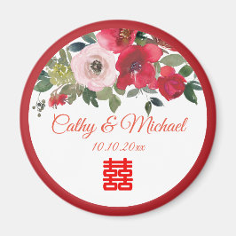 Rosa Aquarellfarben Moderne Chinesische Hochzeit Magnet