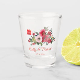 Rosa Aquarellfarben Moderne Chinesische Hochzeit Schnapsglas