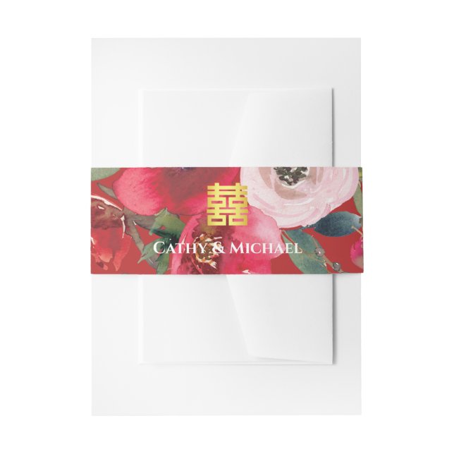 Rosa Aquarellfarben Moderne Doppelglücklichkeit Einladungsbanderole (Vorderseite Beispiel)