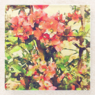 Rosa Aquarellfarben Muster 1 Glasuntersetzer