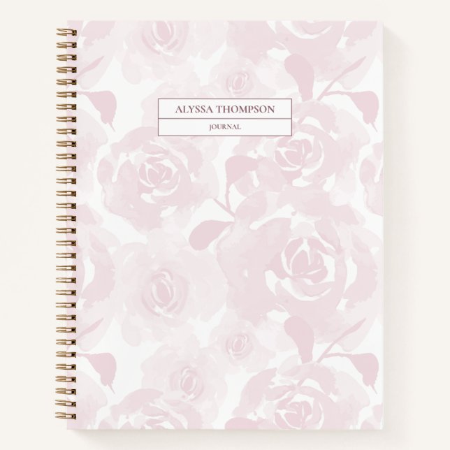 Rosa Aquarellfarben - Personalisierte Rose Notizbuch (Vorderseite)